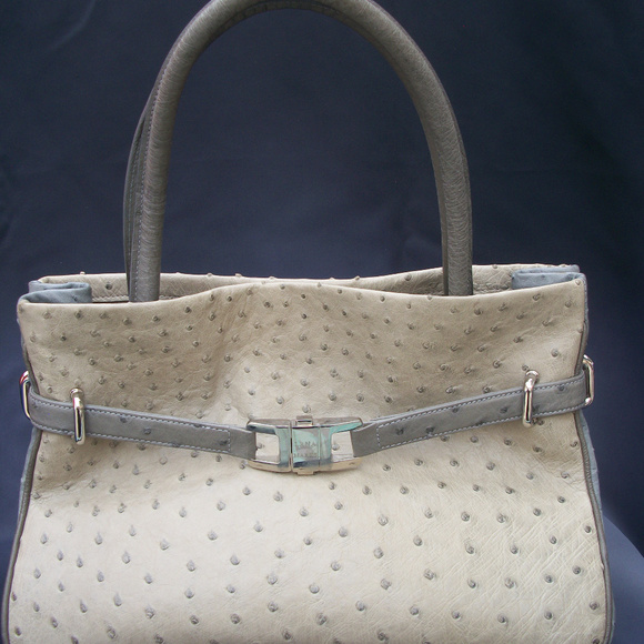 AUTHENTIC  LANA MARKS OSTRICH POSITANO TOTE BAG - Picture 1 of 8